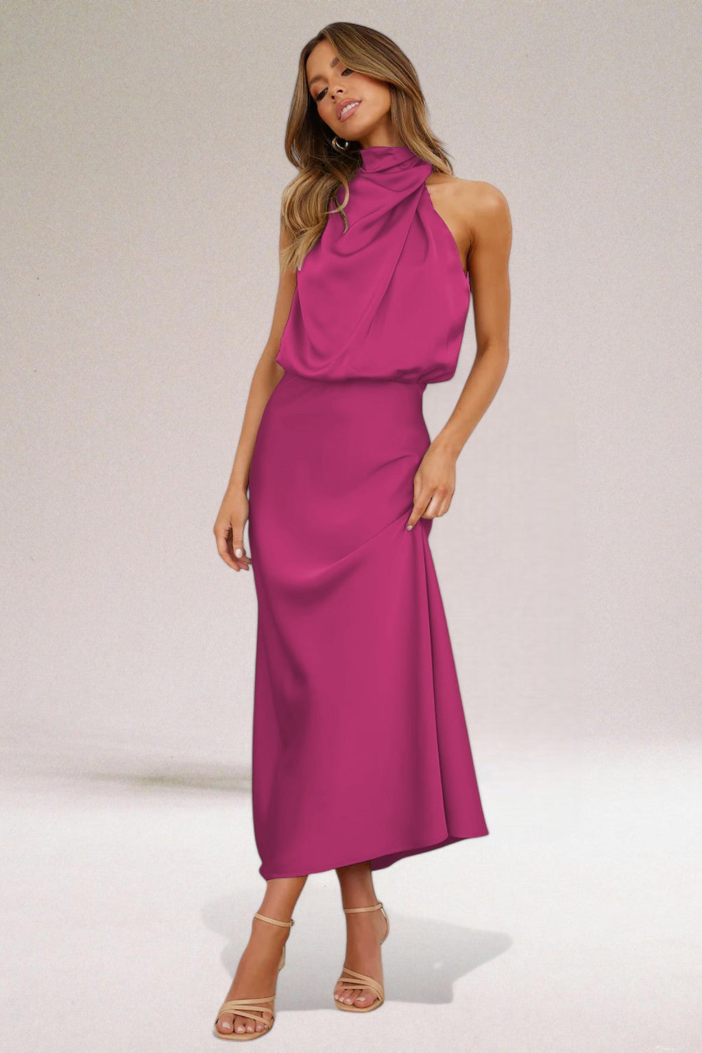 Phoebe - Robe Glamour En Satin Avec Licol 1 + 1 GRATUIT