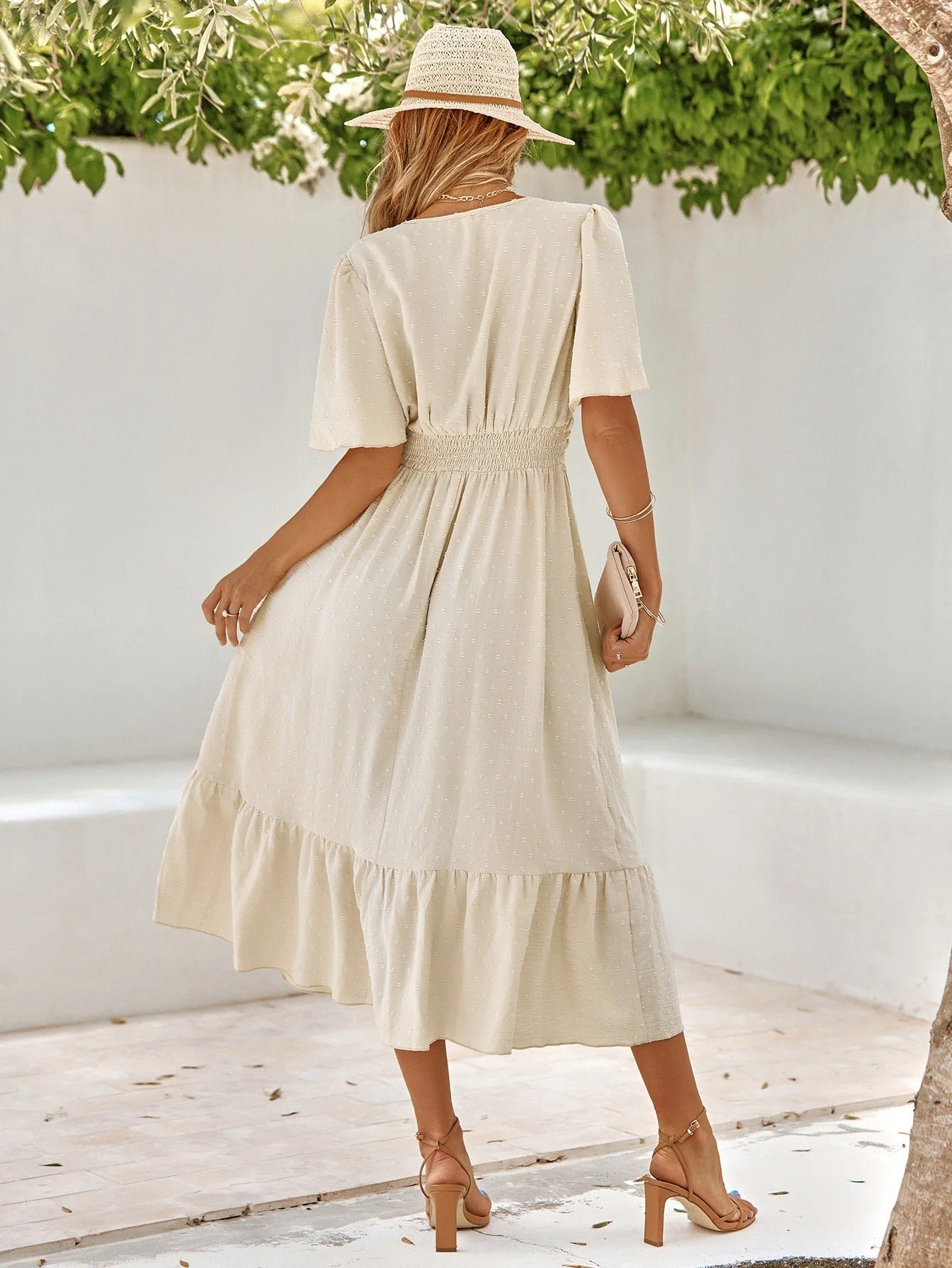 Azari - Robe Elégante A Col En V Pour Dames 1 + 1 GRATUIT