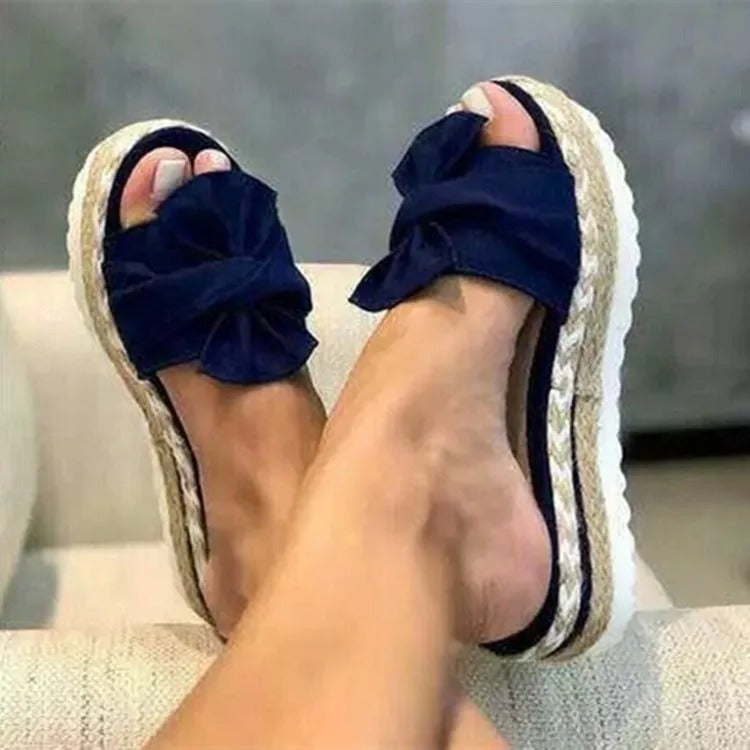 Alicia - Sandales Compensées A Talons Moyens Avec Nœud 1 + 1 GRATUIT