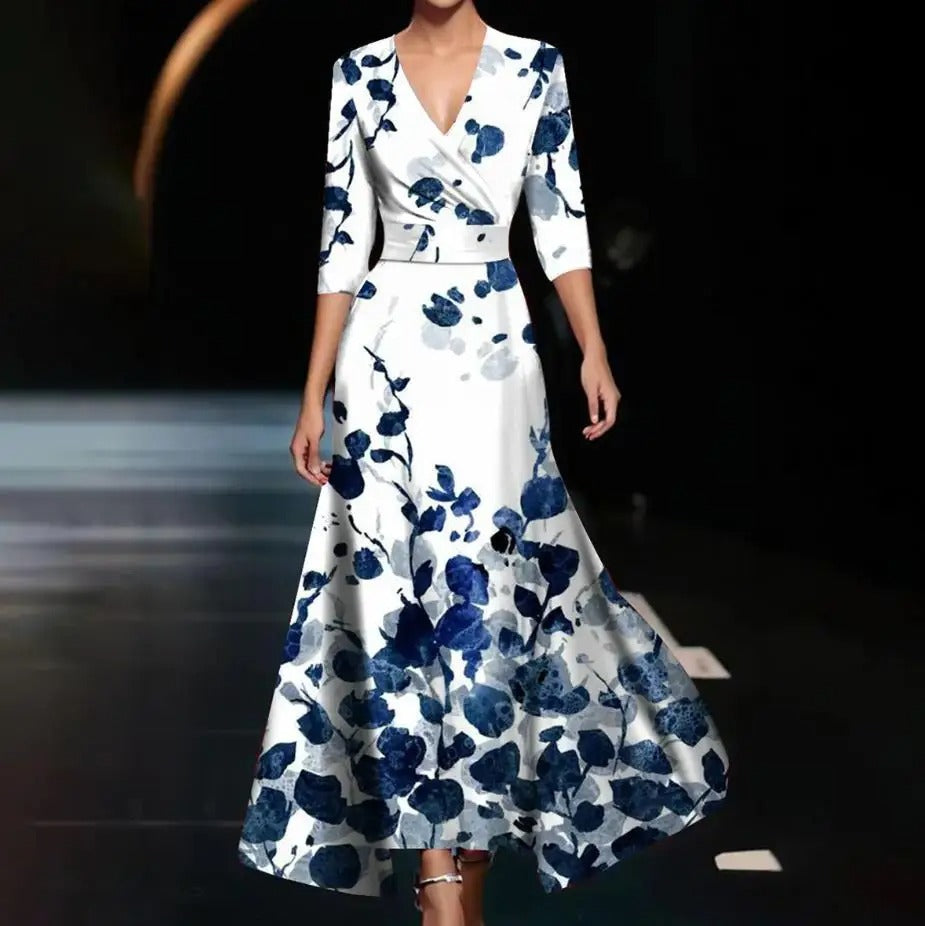 Alice - Robe A Col En V Avec Manches Trois-Quarts 1 + 1 GRATUIT
