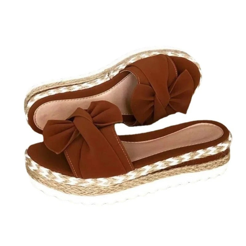 Alicia - Sandales Compensées A Talons Moyens Avec Nœud 1 + 1 GRATUIT