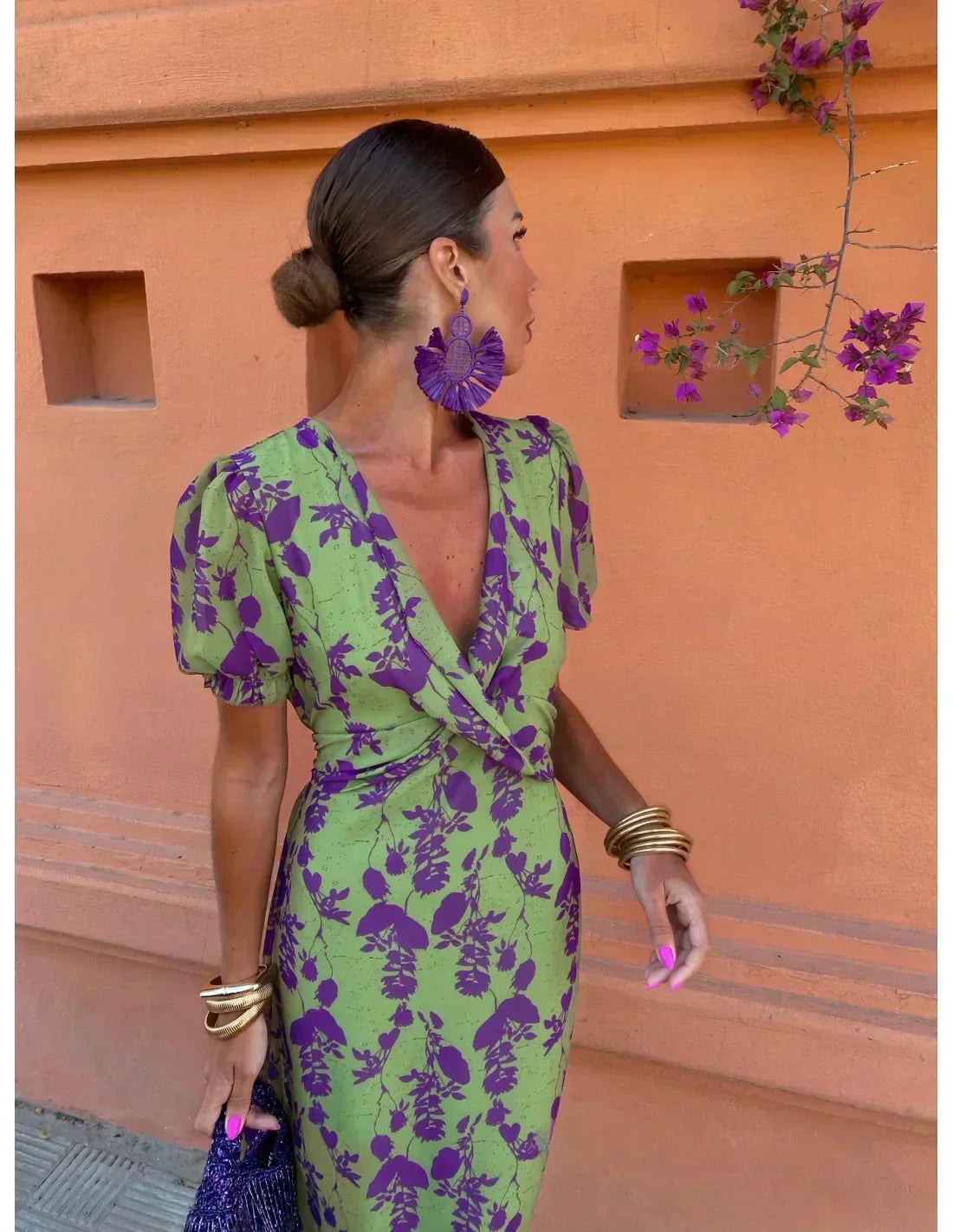 Nathalia - Robe Élégante Verte Pour Femmes 1 + 1 GRATUIT