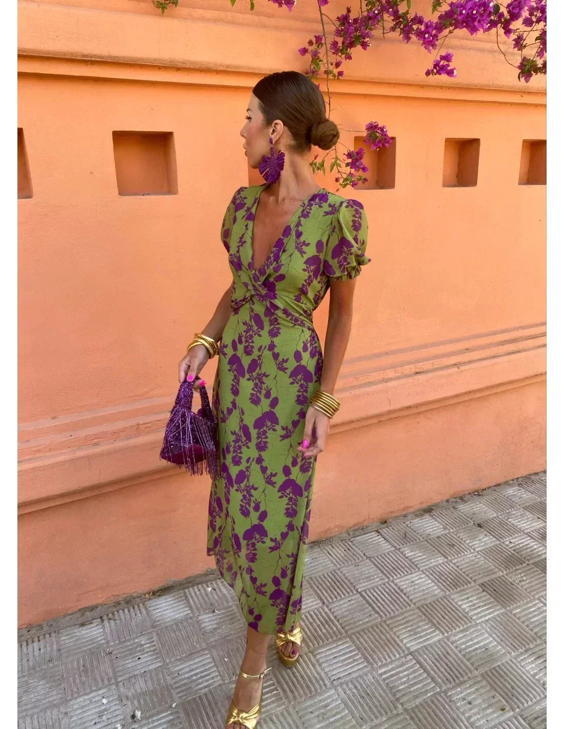 Nathalia - Robe Élégante Verte Pour Femmes 1 + 1 GRATUIT