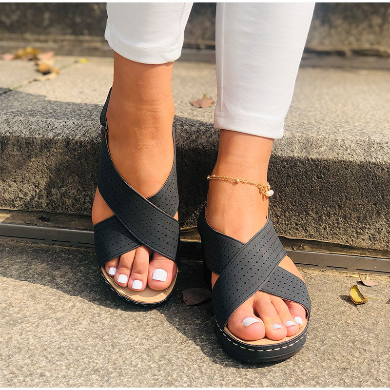 Ester - Sandales En Cuir Casual Pour Femmes 1 + 1 GRATUIT