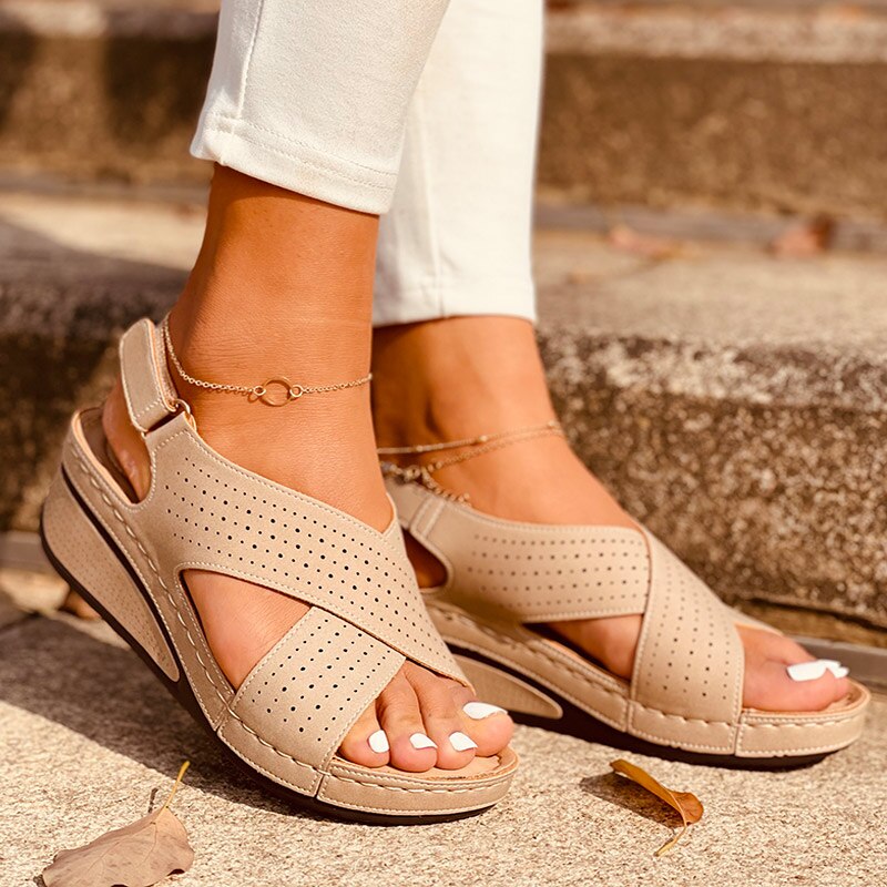 Ester - Sandales En Cuir Casual Pour Femmes 1 + 1 GRATUIT