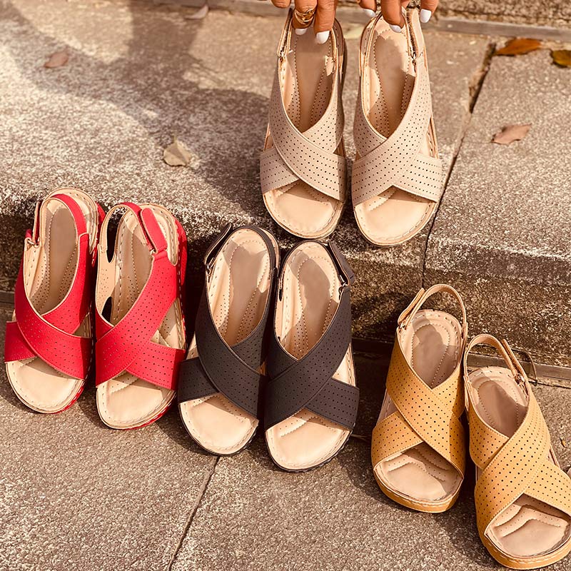 Ester - Sandales En Cuir Casual Pour Femmes 1 + 1 GRATUIT