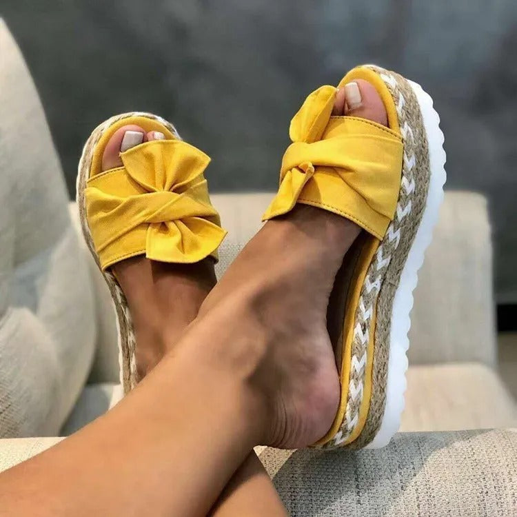 Alicia - Sandales Compensées A Talons Moyens Avec Nœud 1 + 1 GRATUIT