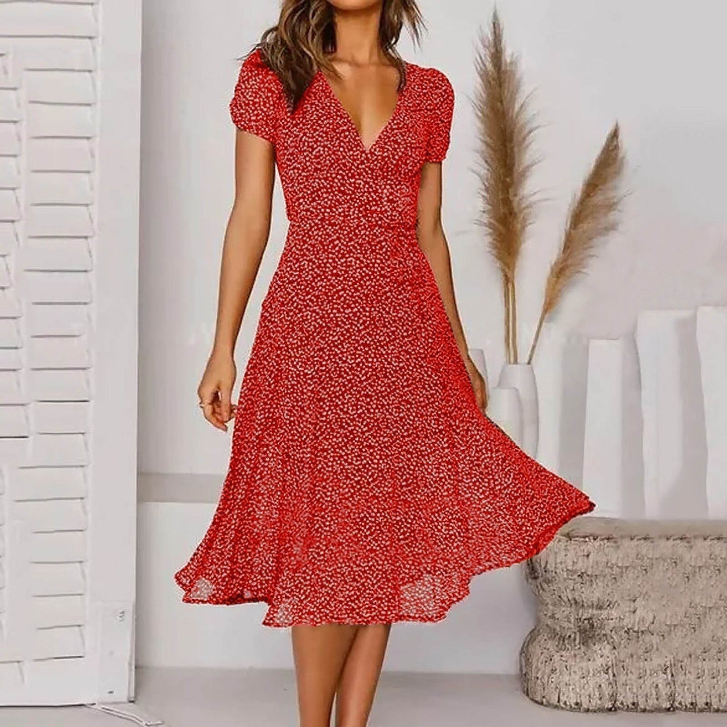 Amira Dress - Midi Dress With V-Neck