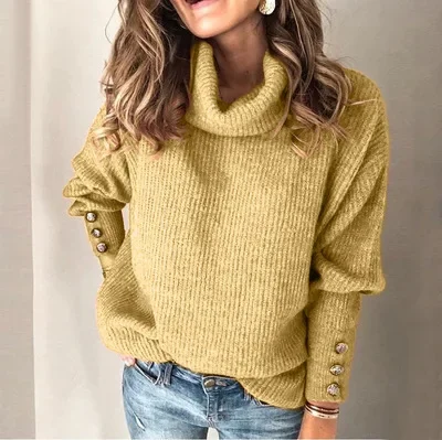 Alexis - Casual ensfarvet strikket sweater