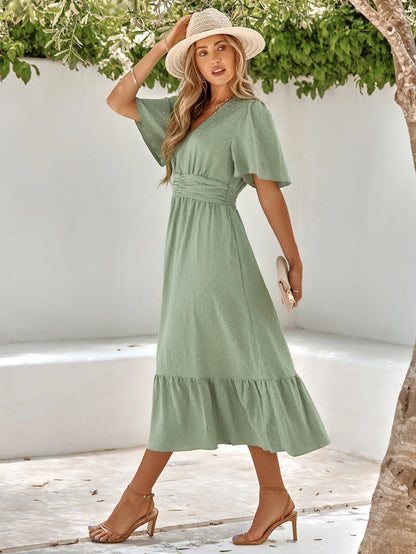 Azari - Robe Elégante A Col En V Pour Dames 1 + 1 GRATUIT