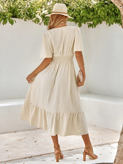 Azari - Robe Elégante A Col En V Pour Dames 1 + 1 GRATUIT