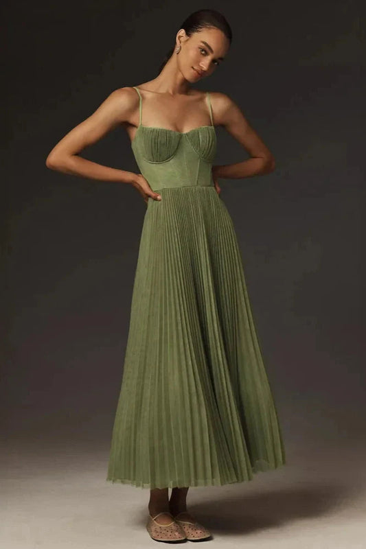 Gwen - Bustier Tulle Plissé Robe Midi Fit & Flare 1 + 1 GRATUIT
