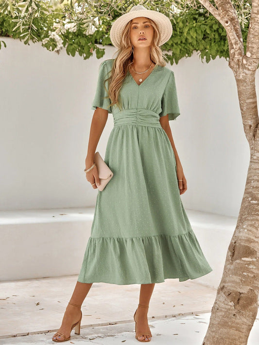Azari - Robe Elégante A Col En V Pour Dames 1 + 1 GRATUIT