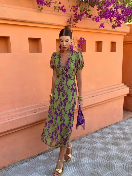Nathalia - Robe Élégante Verte Pour Femmes 1 + 1 GRATUIT