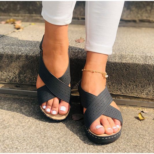 Ester - Sandales En Cuir Casual Pour Femmes 1 + 1 GRATUIT
