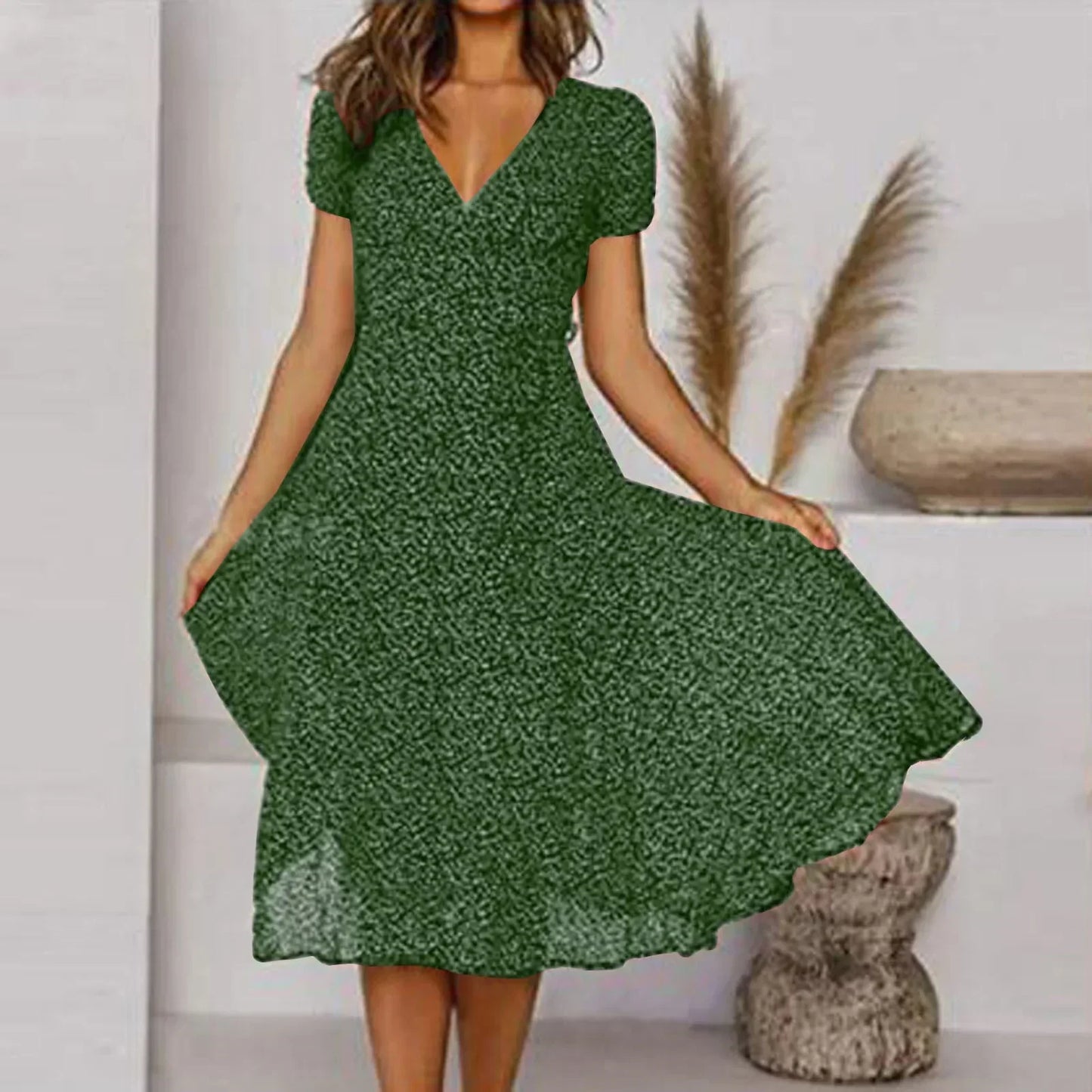 Amira Dress - Midi Dress With V-Neck
