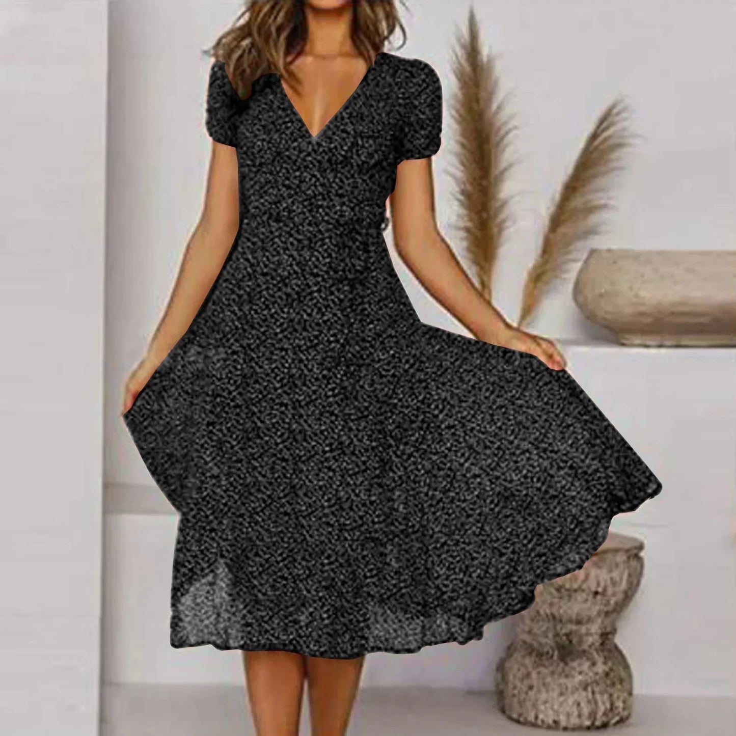 Amira Dress - Midi Dress With V-Neck