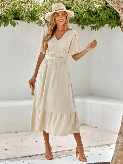 Azari - Robe Elégante A Col En V Pour Dames 1 + 1 GRATUIT