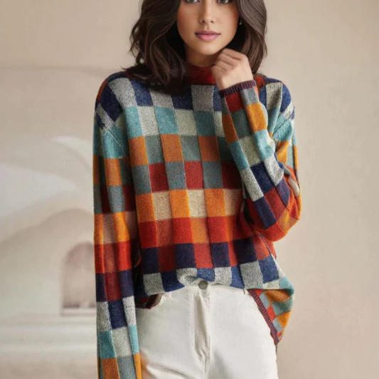 Feliz - Farverig Rullekrave Med Patchwork-Mønster