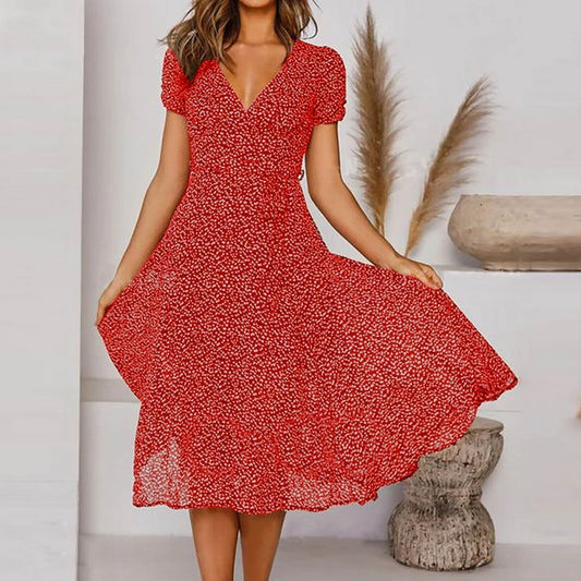 Amira Dress - Midi Dress With V-Neck