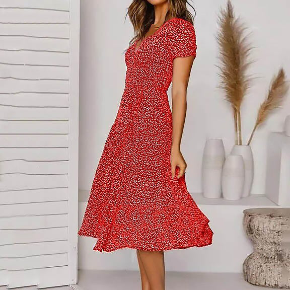 Amira Dress - Midi Dress With V-Neck