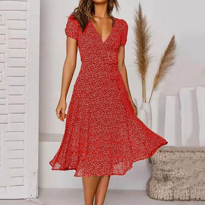 Amira Dress - Midi Dress With V-Neck