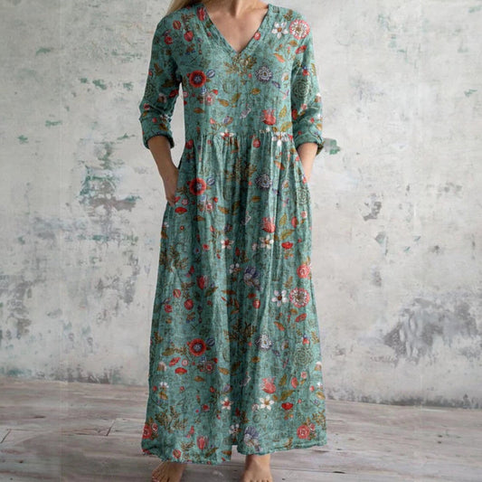 Maya - Robe A Col En V Avec Manches Trois-Quarts 1 + 1 GRATUIT